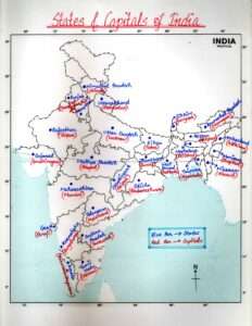 States and Capitals of India map